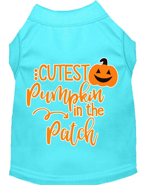 Cutest Pumpkin in the Patch Screen Print Dog Shirt Aqua Med